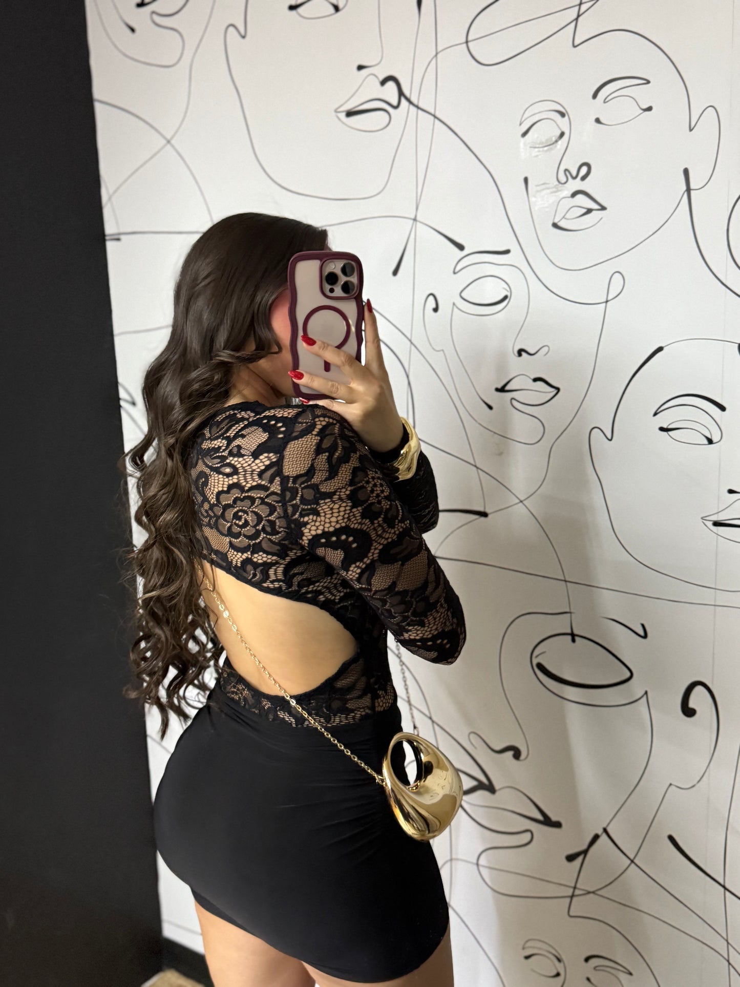 Lace mini dress negro✨