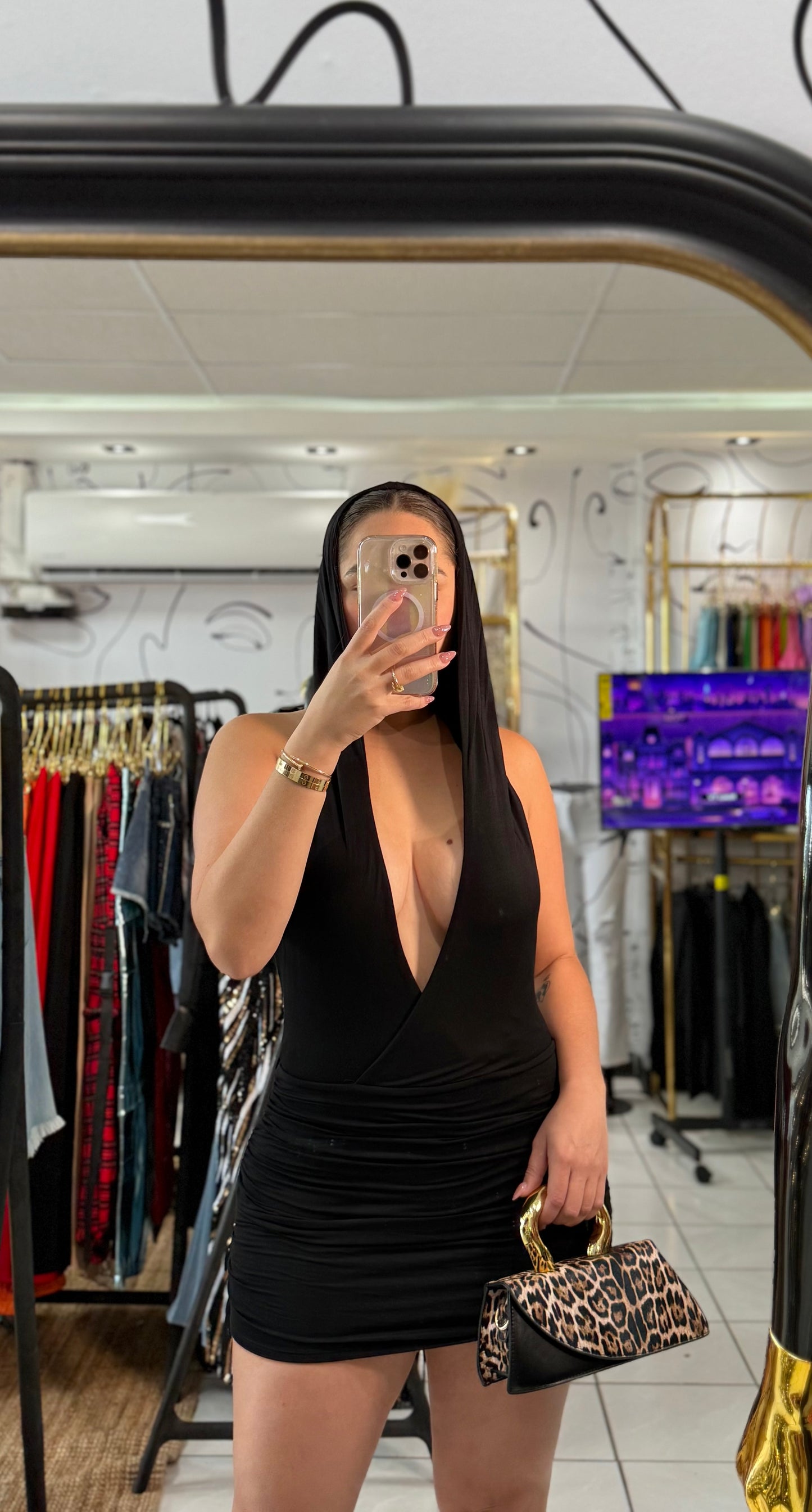 Hoddie mini dress negro