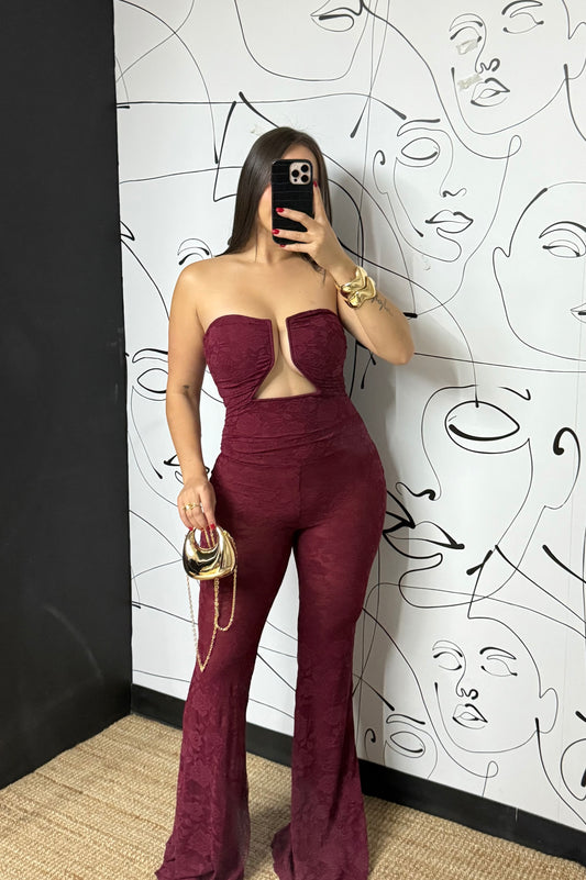 Burgandi Jumpsuit lace