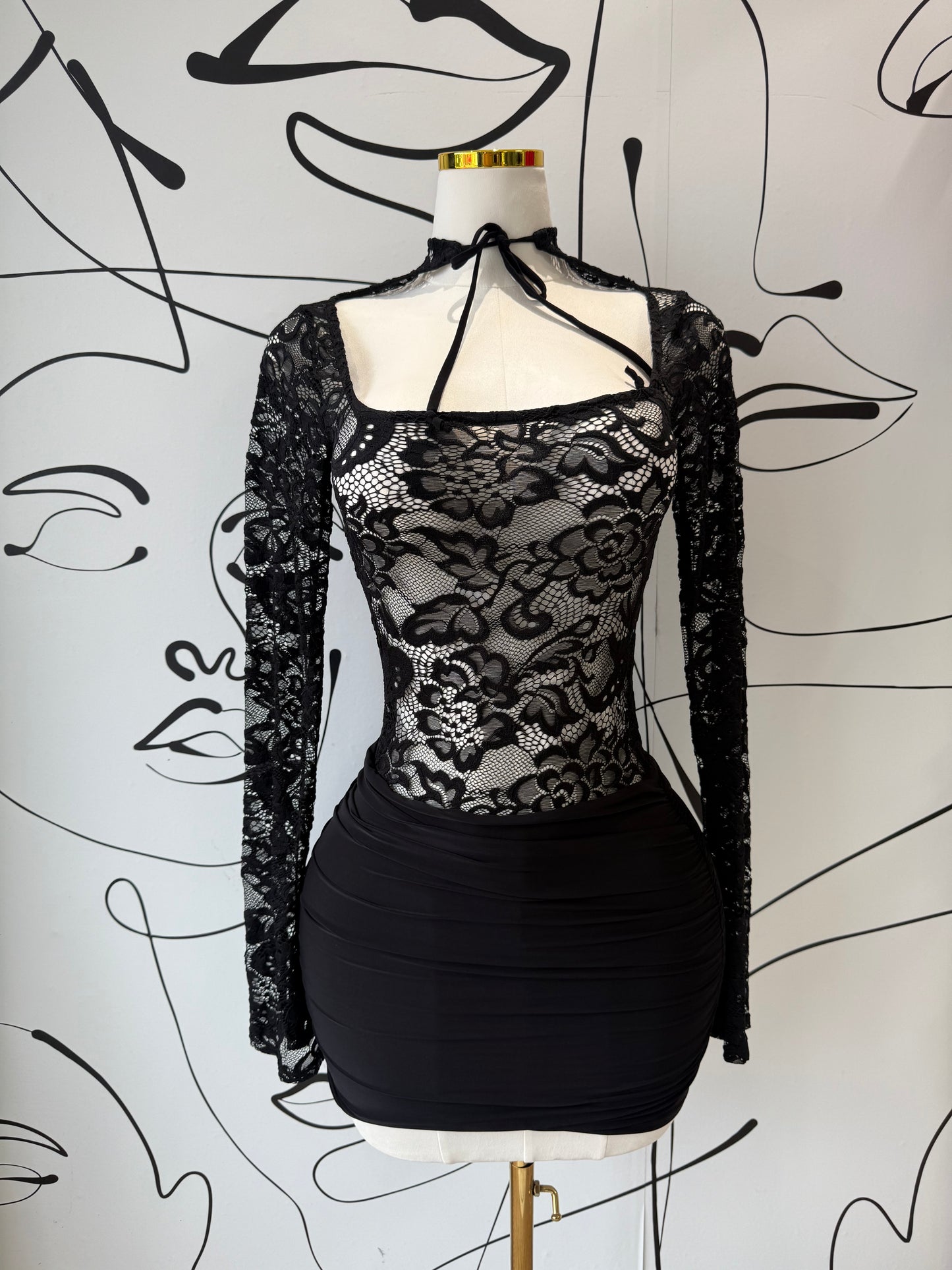 Lace Black mini dress