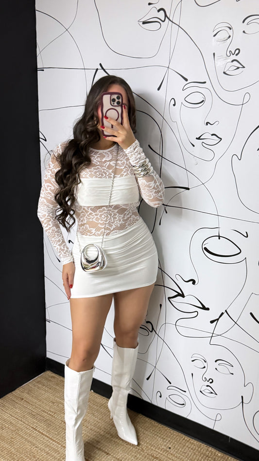 Lace mini dress blanco✨