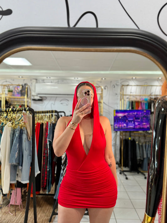 Hoddie mini dress rojo