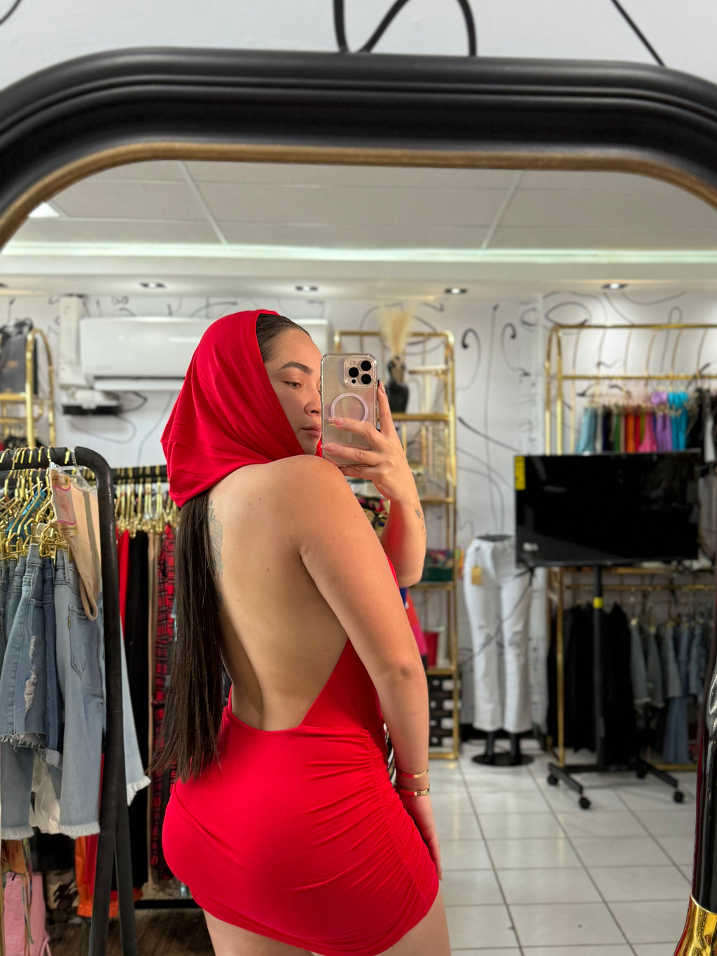 Hoddie mini dress rojo