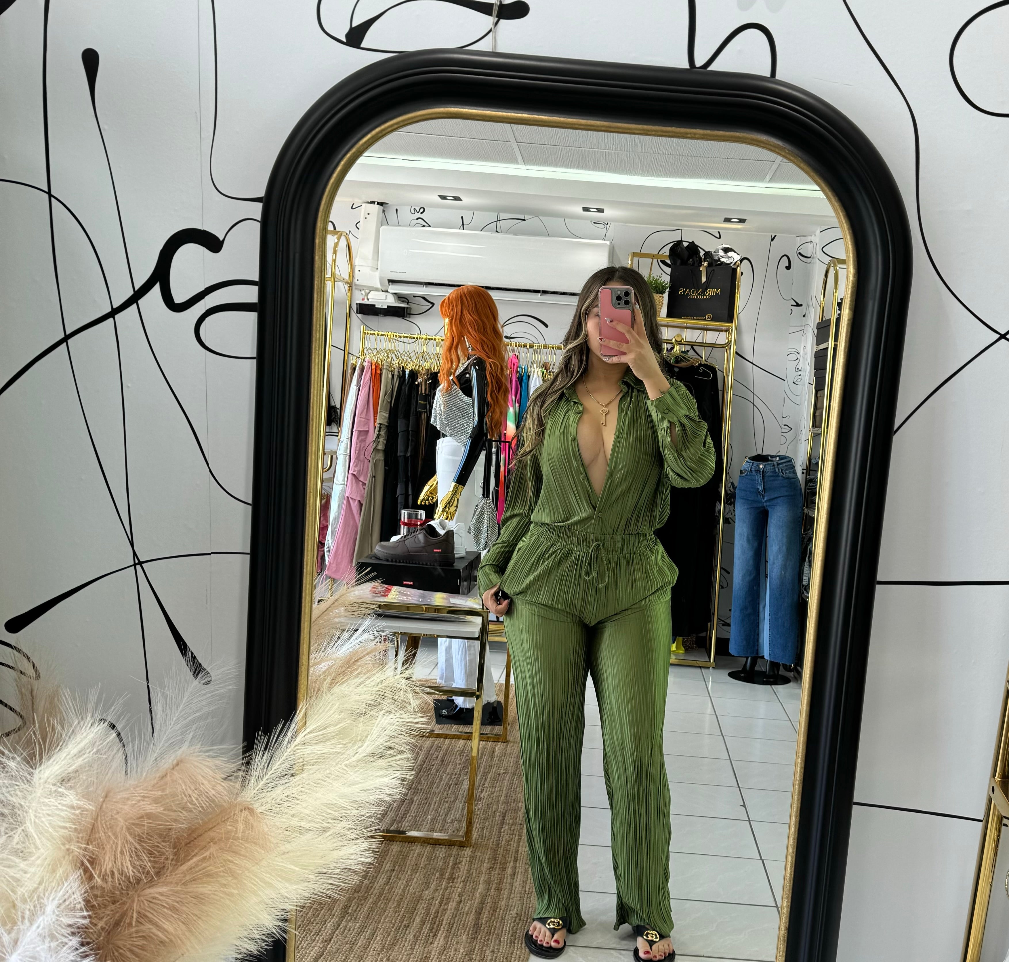 Satin olive set