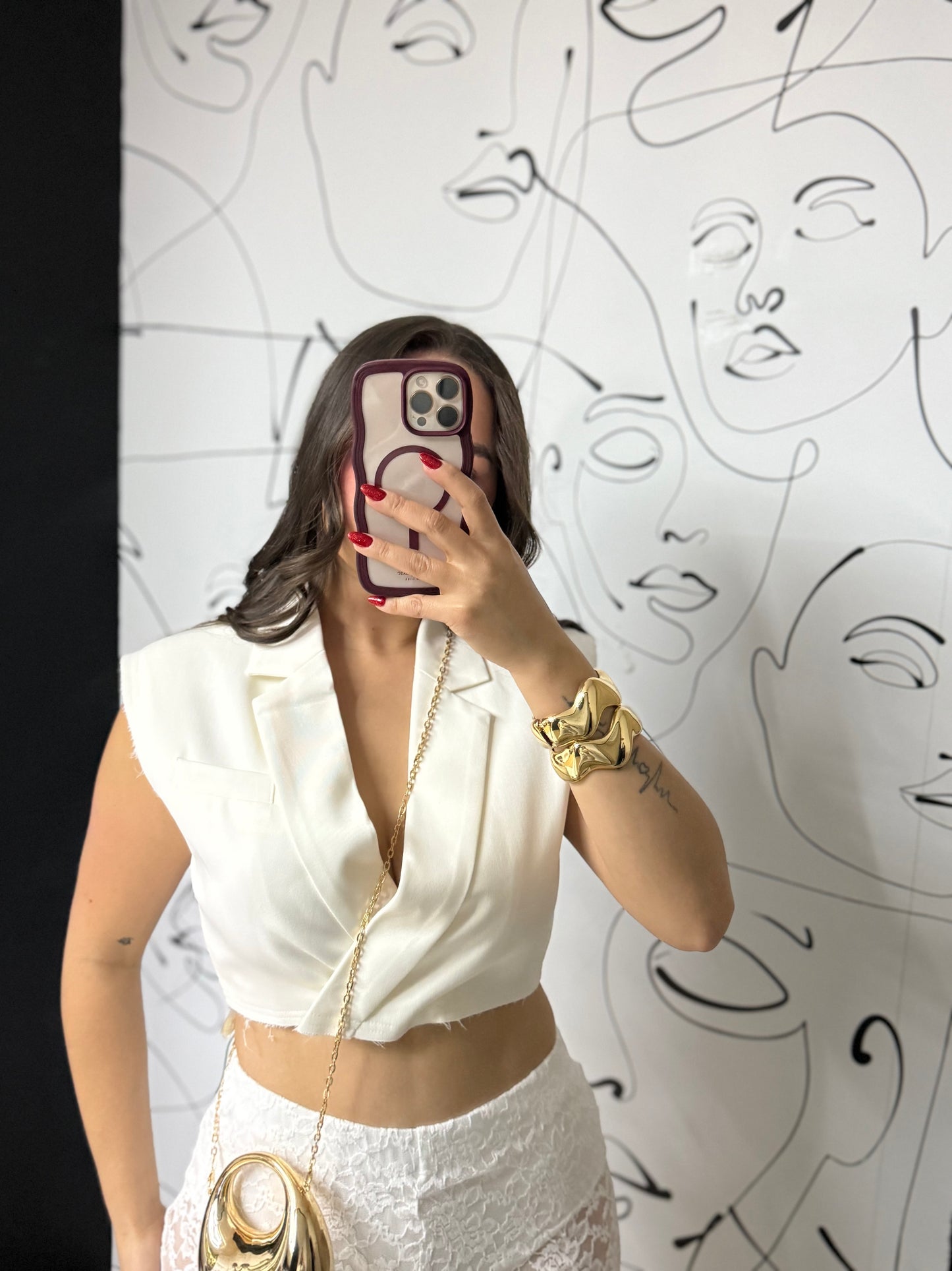 Blazer crop top blanco