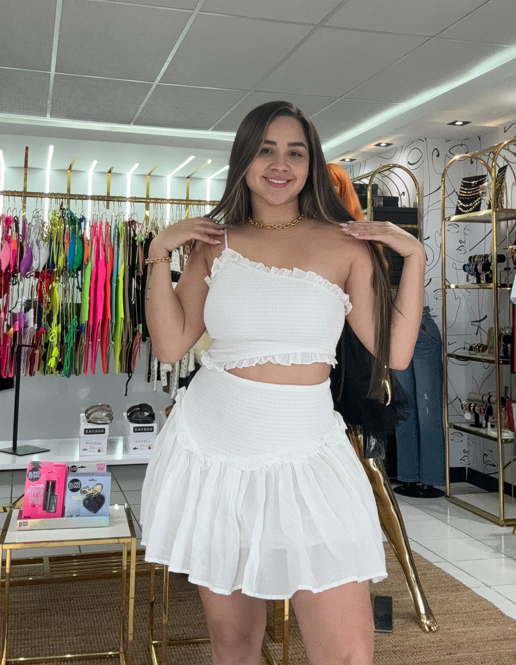 Cecilia Shoulder cut mini dress