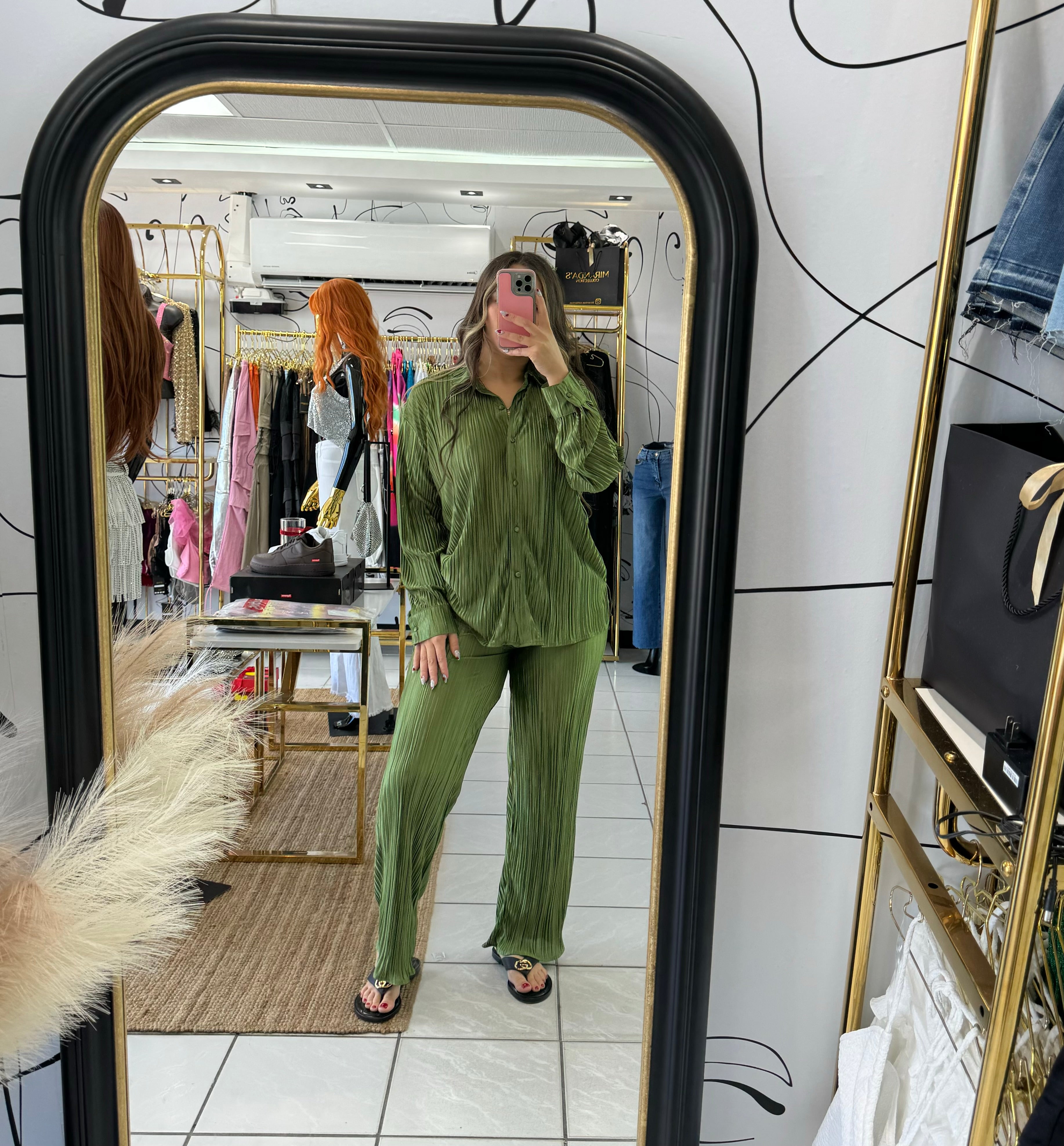 Satin olive set