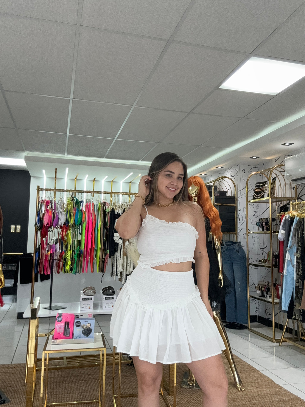 Cecilia Shoulder cut mini dress