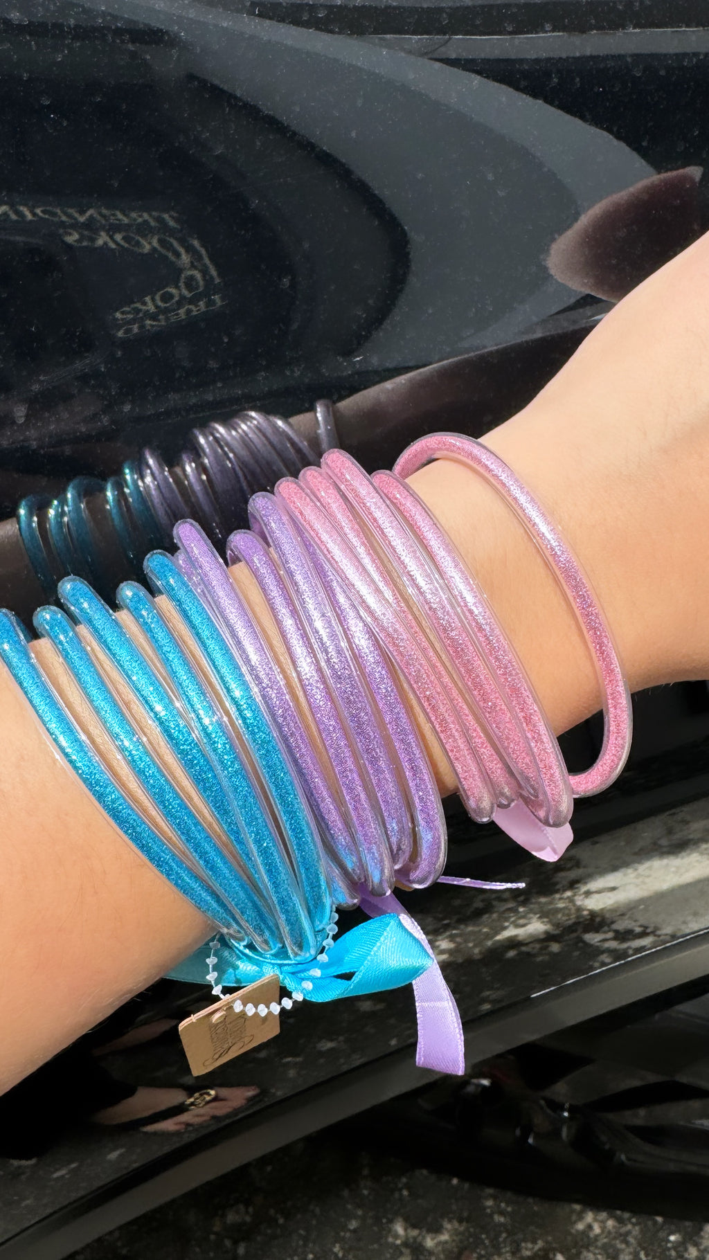 Glitter jelly bangles