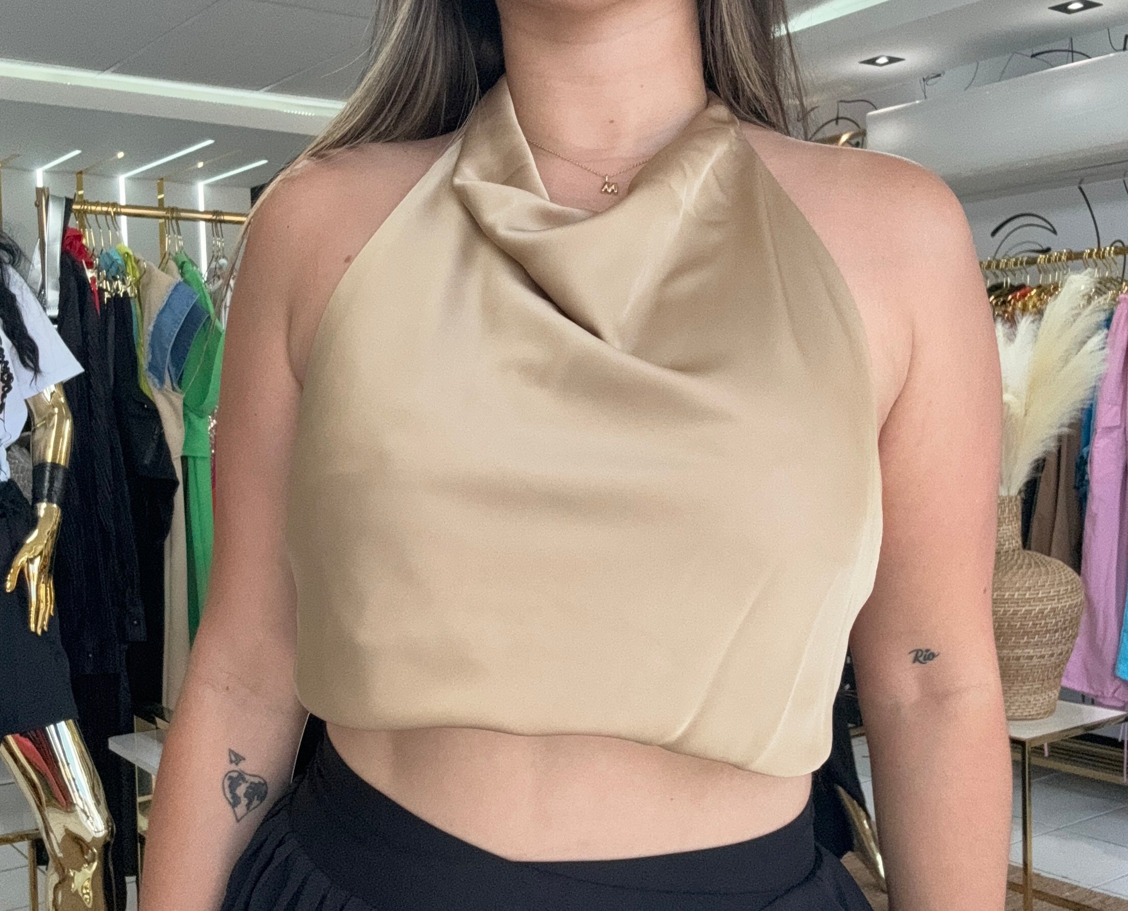 Cream satin top