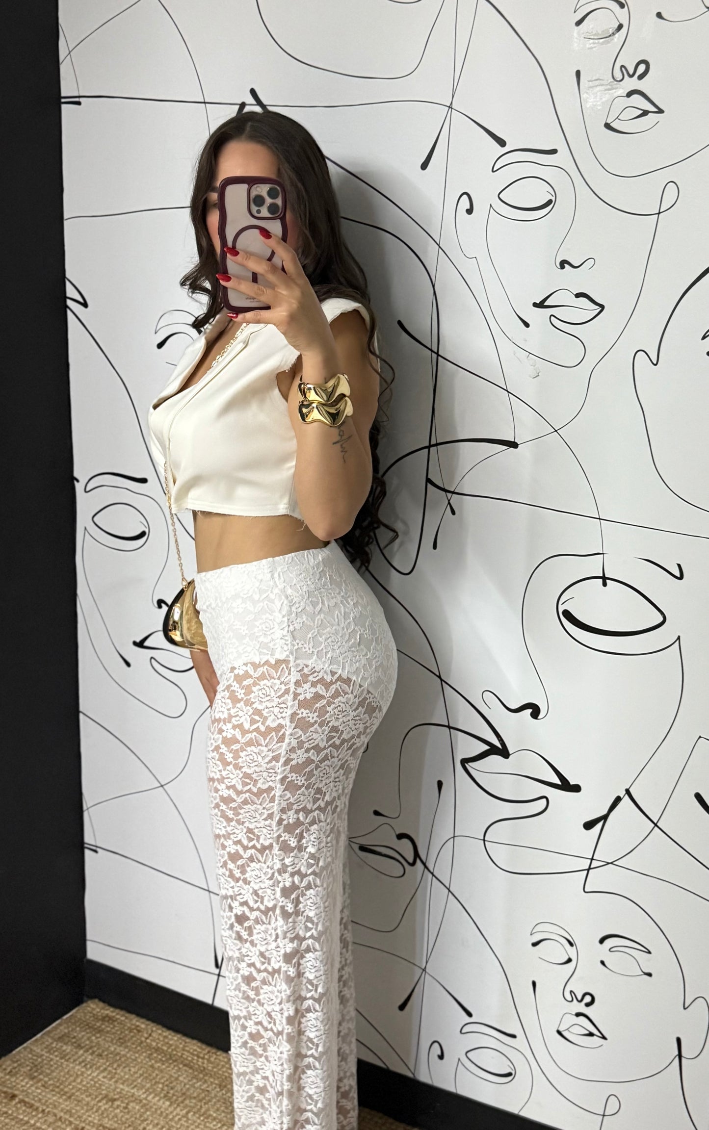 Lace pants White