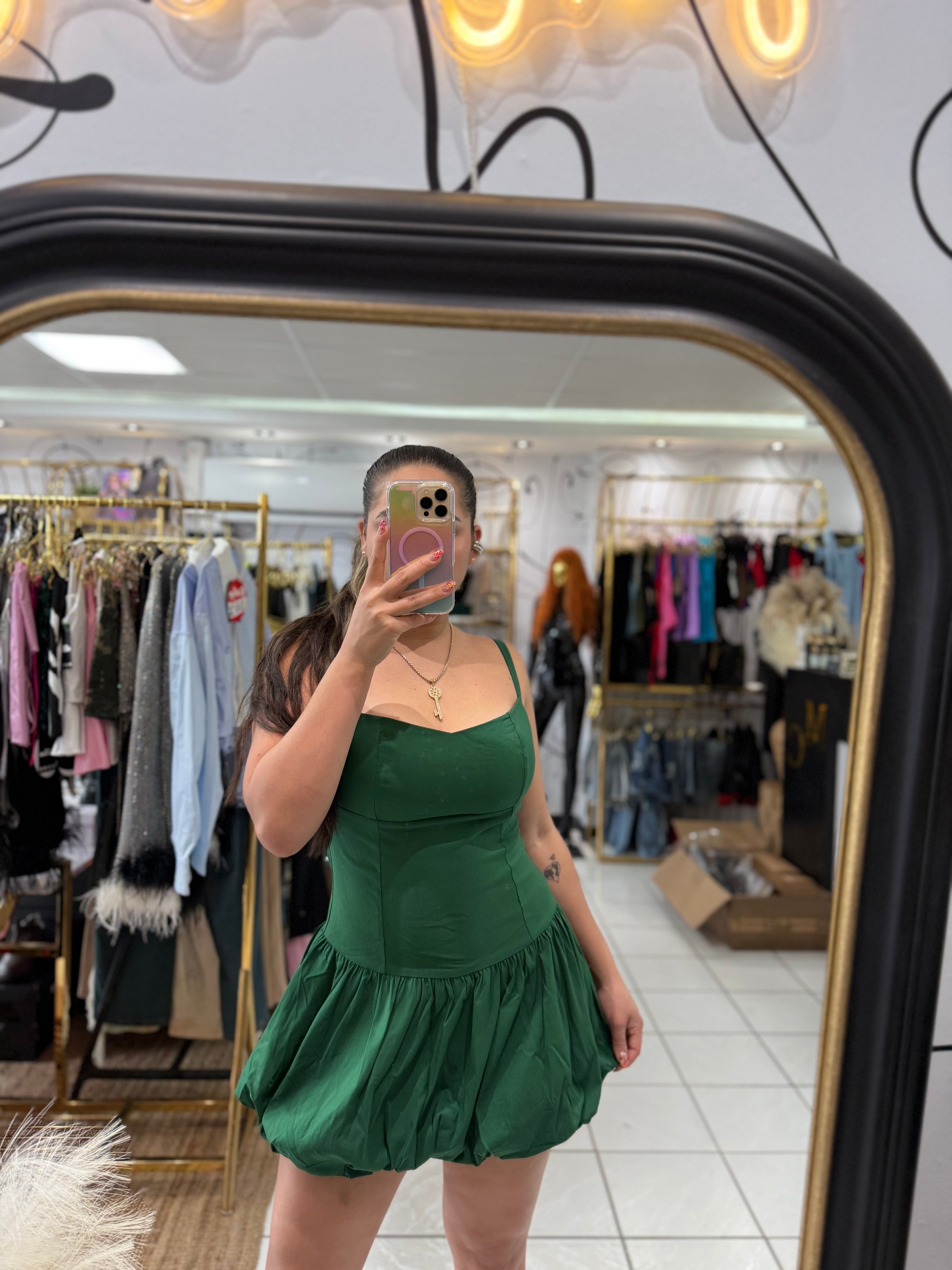 Olive ruffle dress