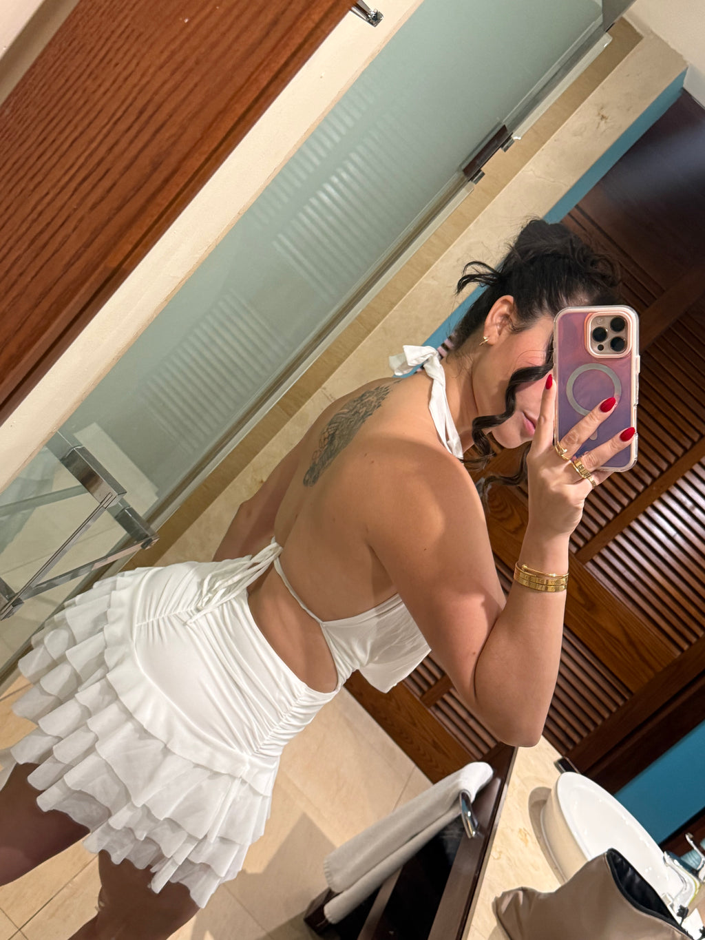 Mini dress blanco (Tiene pantalon)