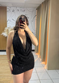 Glitter black mini dress