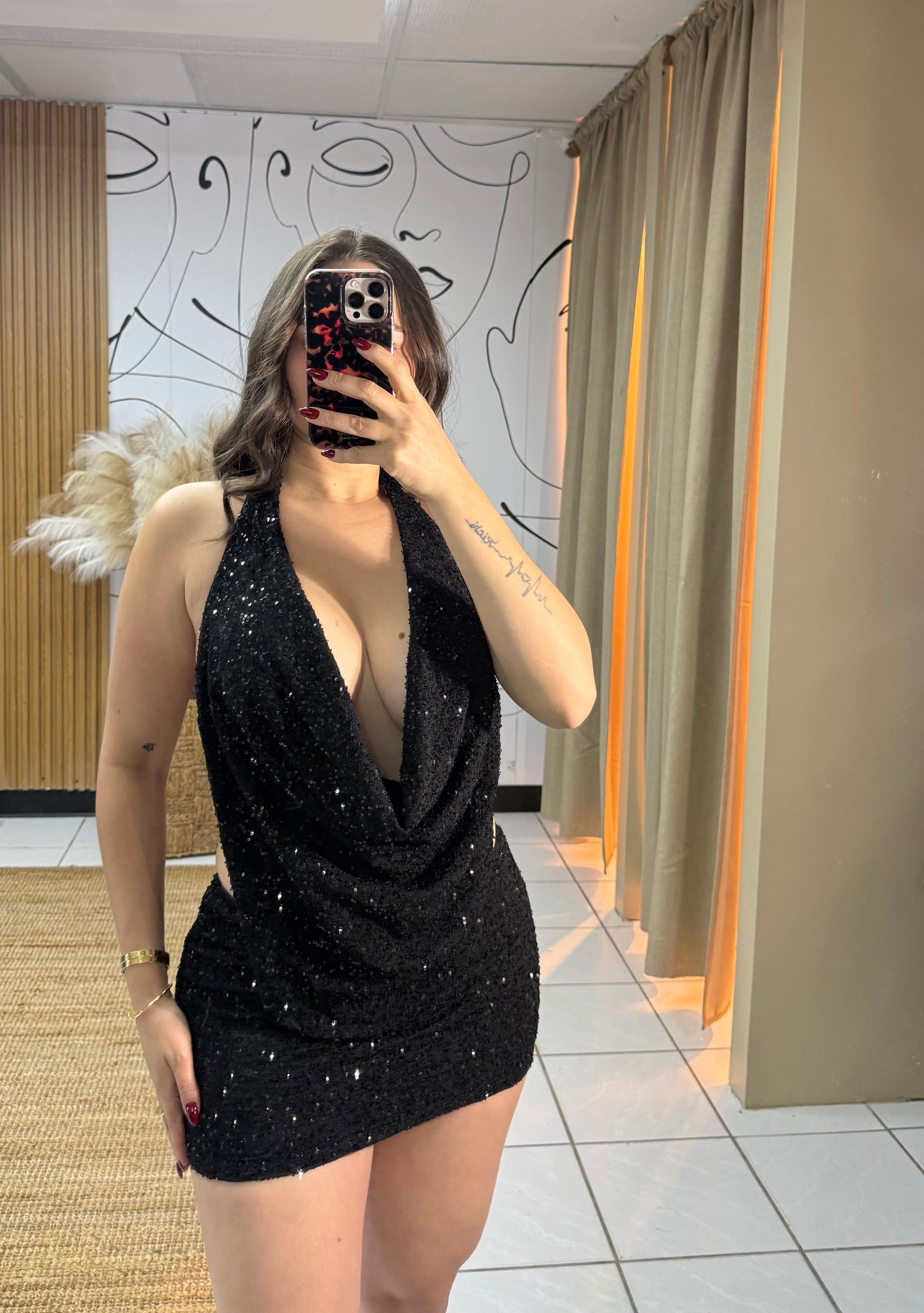 Glitter black mini dress