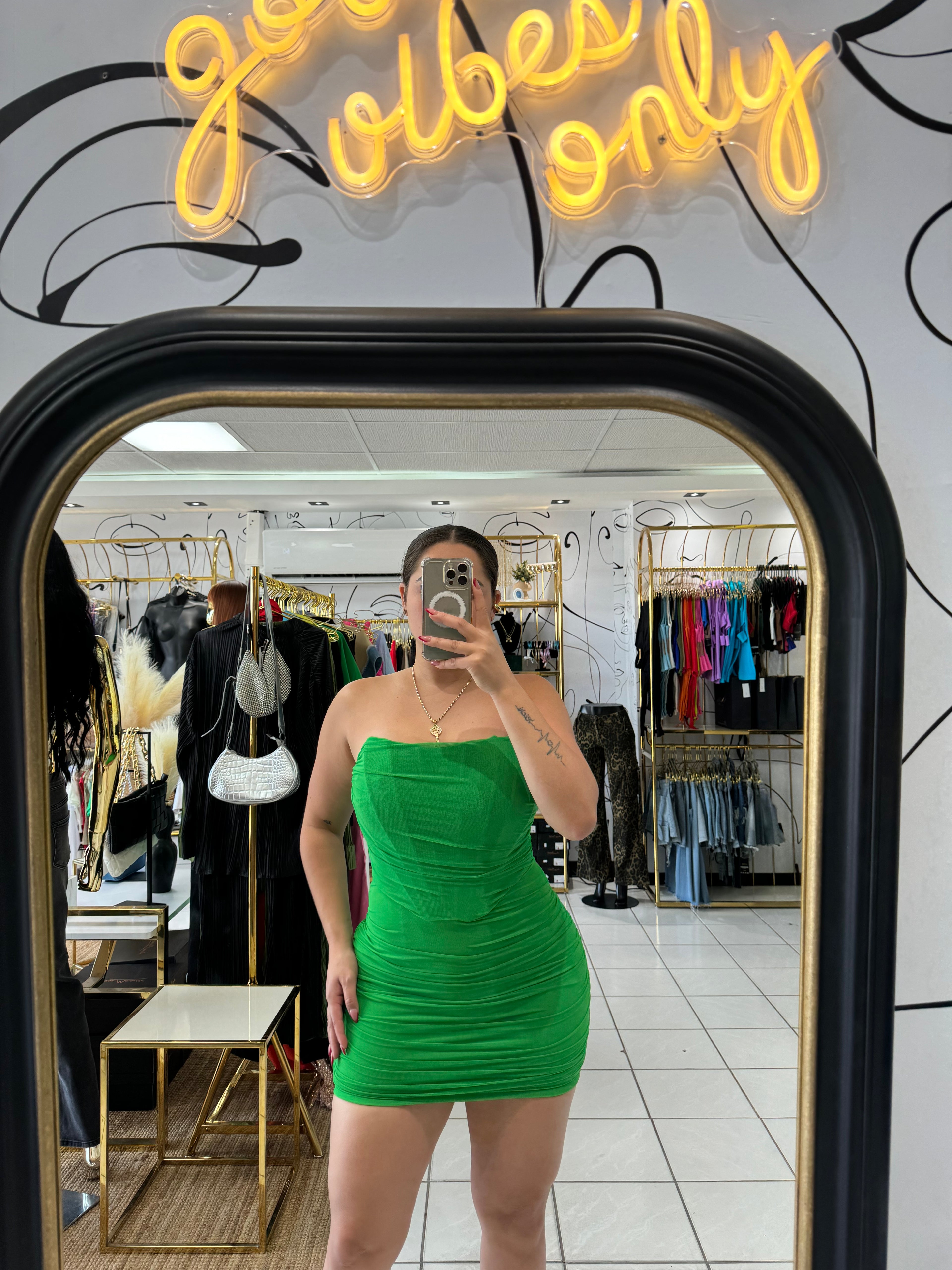 Corset mini dress verde