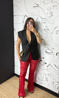 Lace red pants