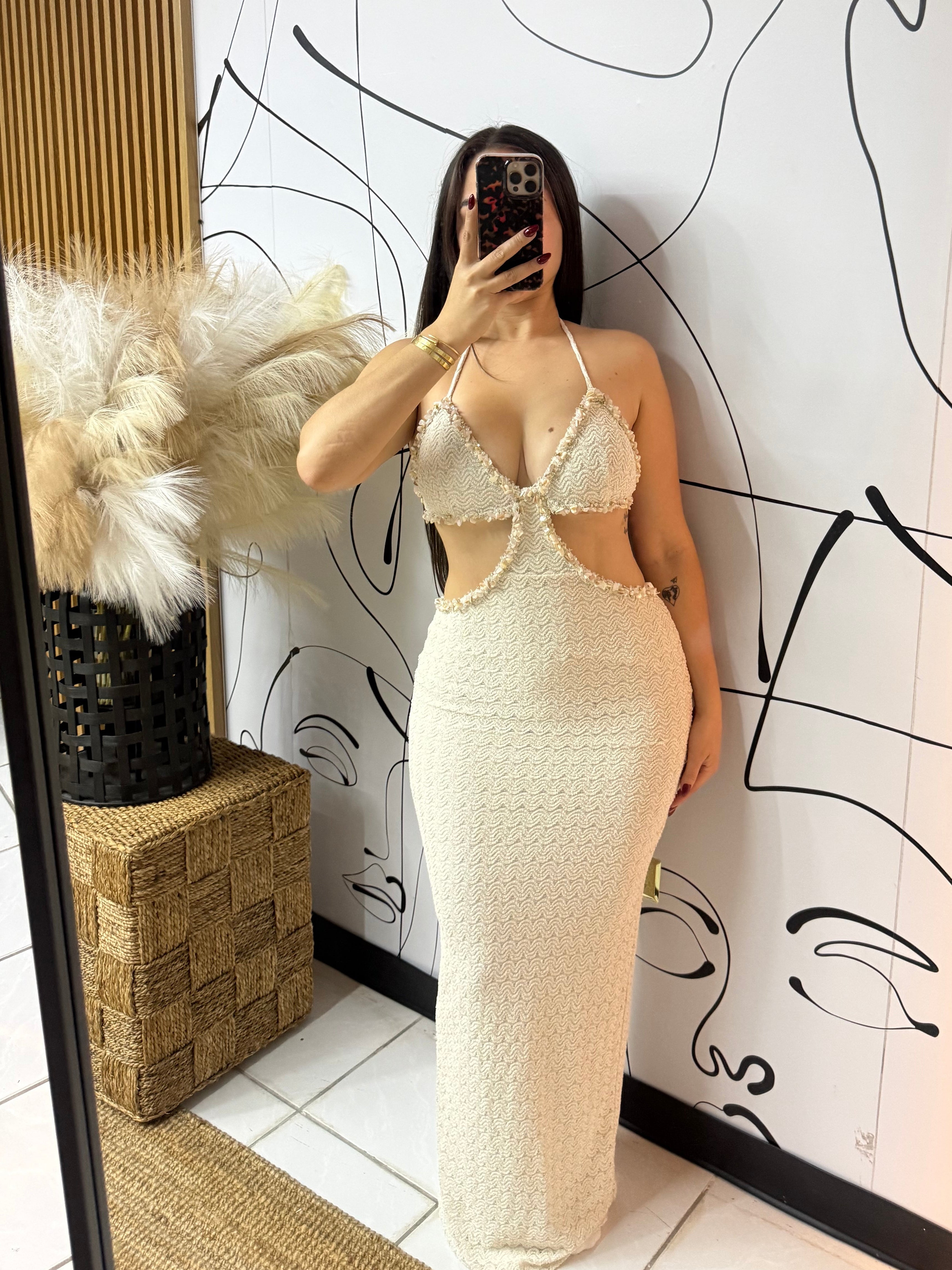 Nude long dress (Detalles en piedras)