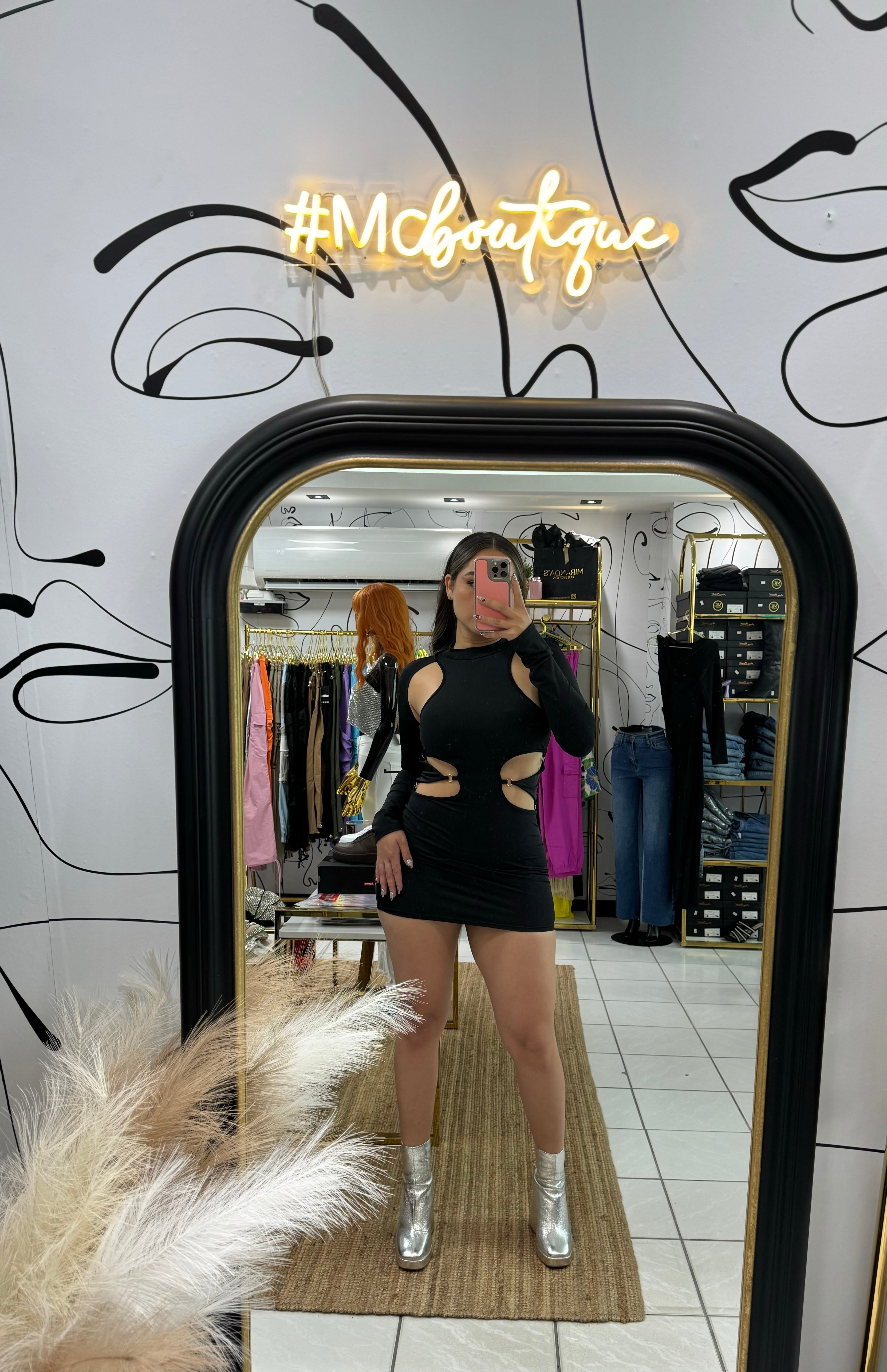 Black cut dress
