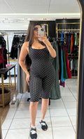 Polka dot jumpsuit capri (Incluye banda de pelo)