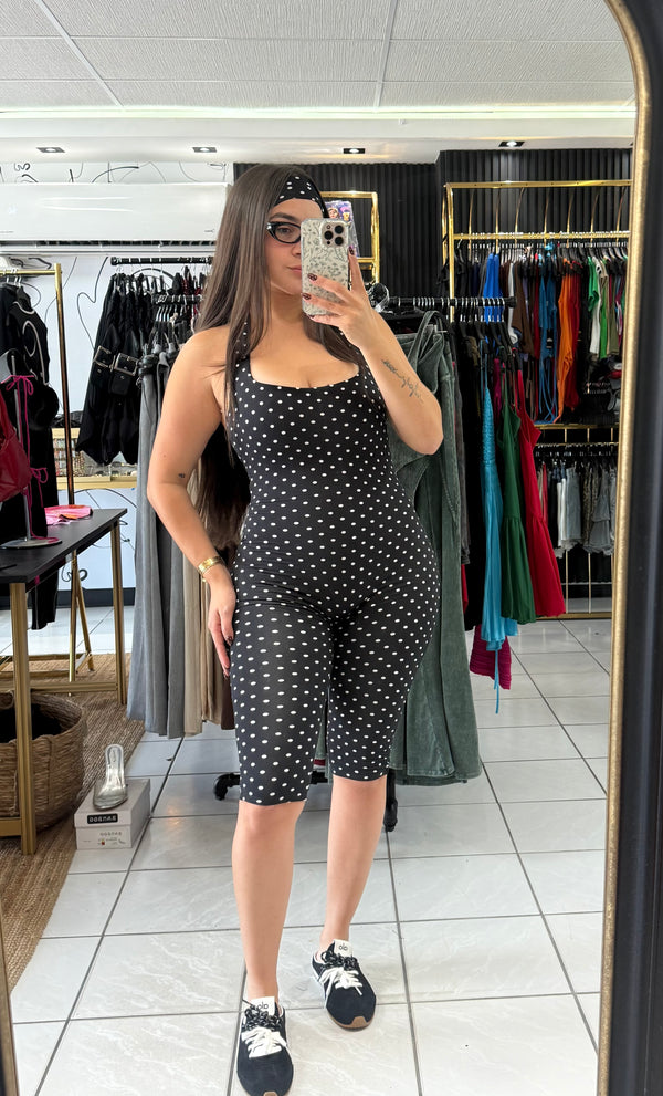 Polka dot jumpsuit capri (Incluye banda de pelo)