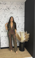 Glitter jumpsuit espalda abierta