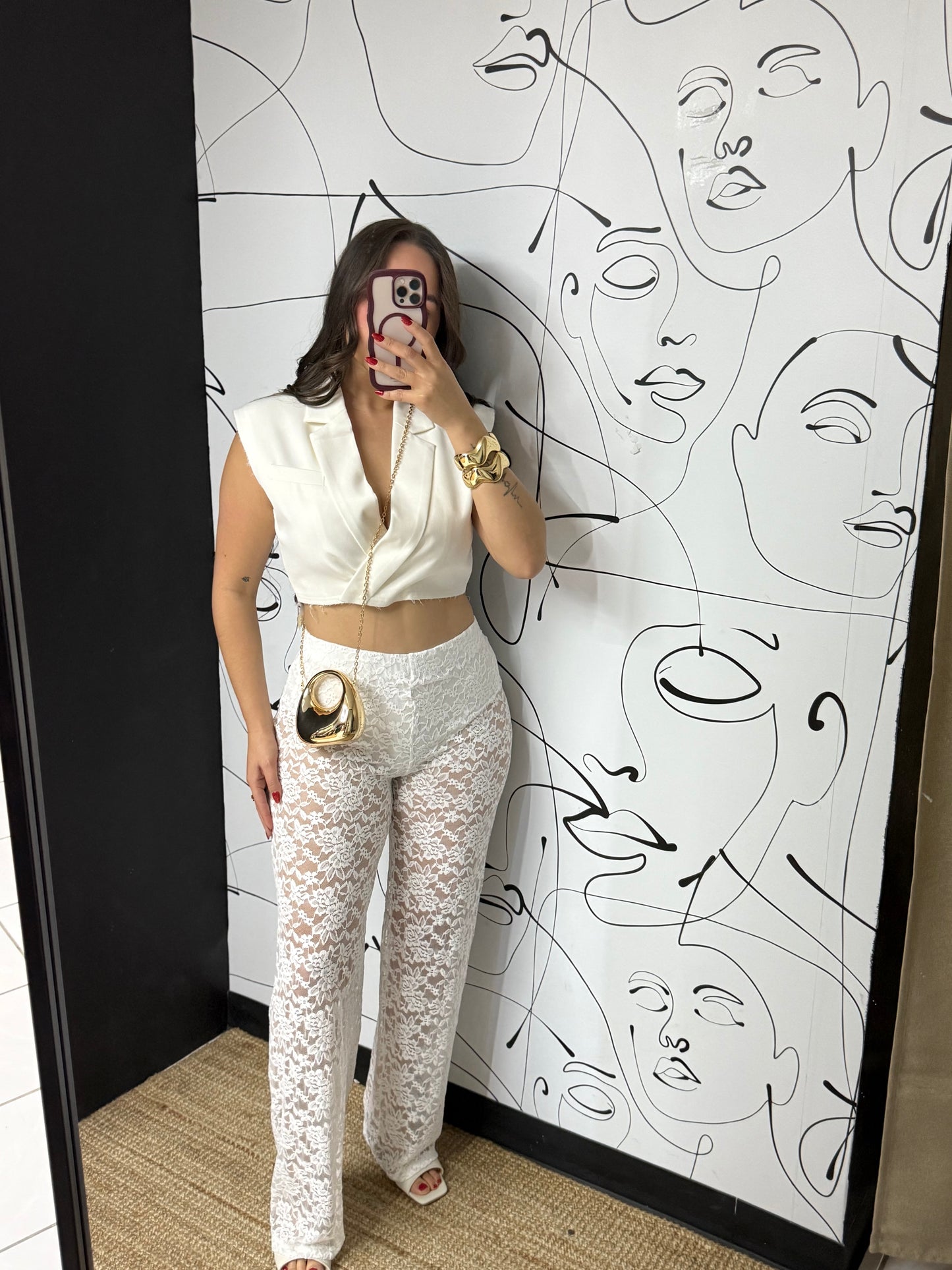 Blazer crop top blanco