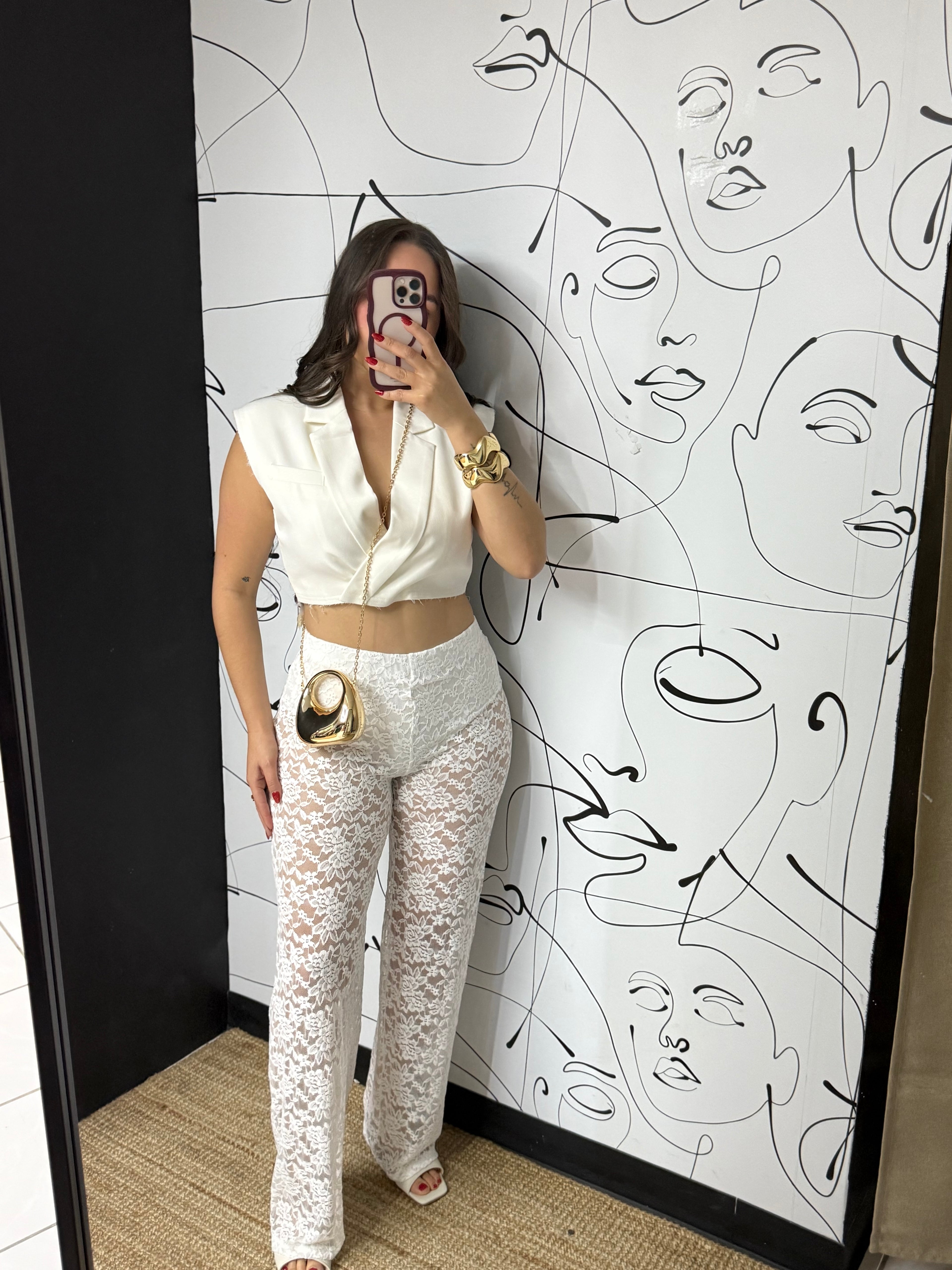 Blazer crop top blanco