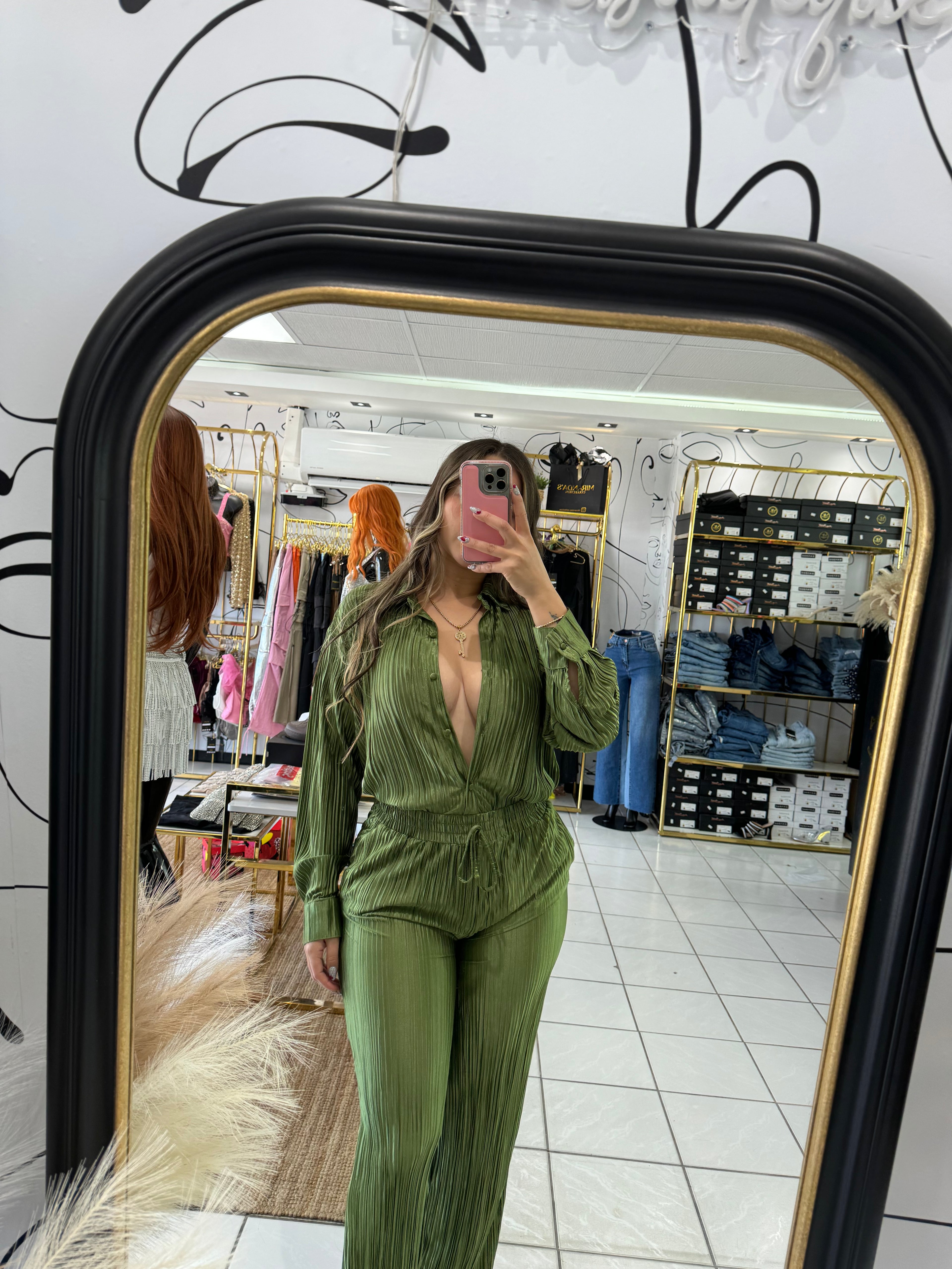 Satin olive set
