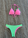 Rosa viejo y verde reversible