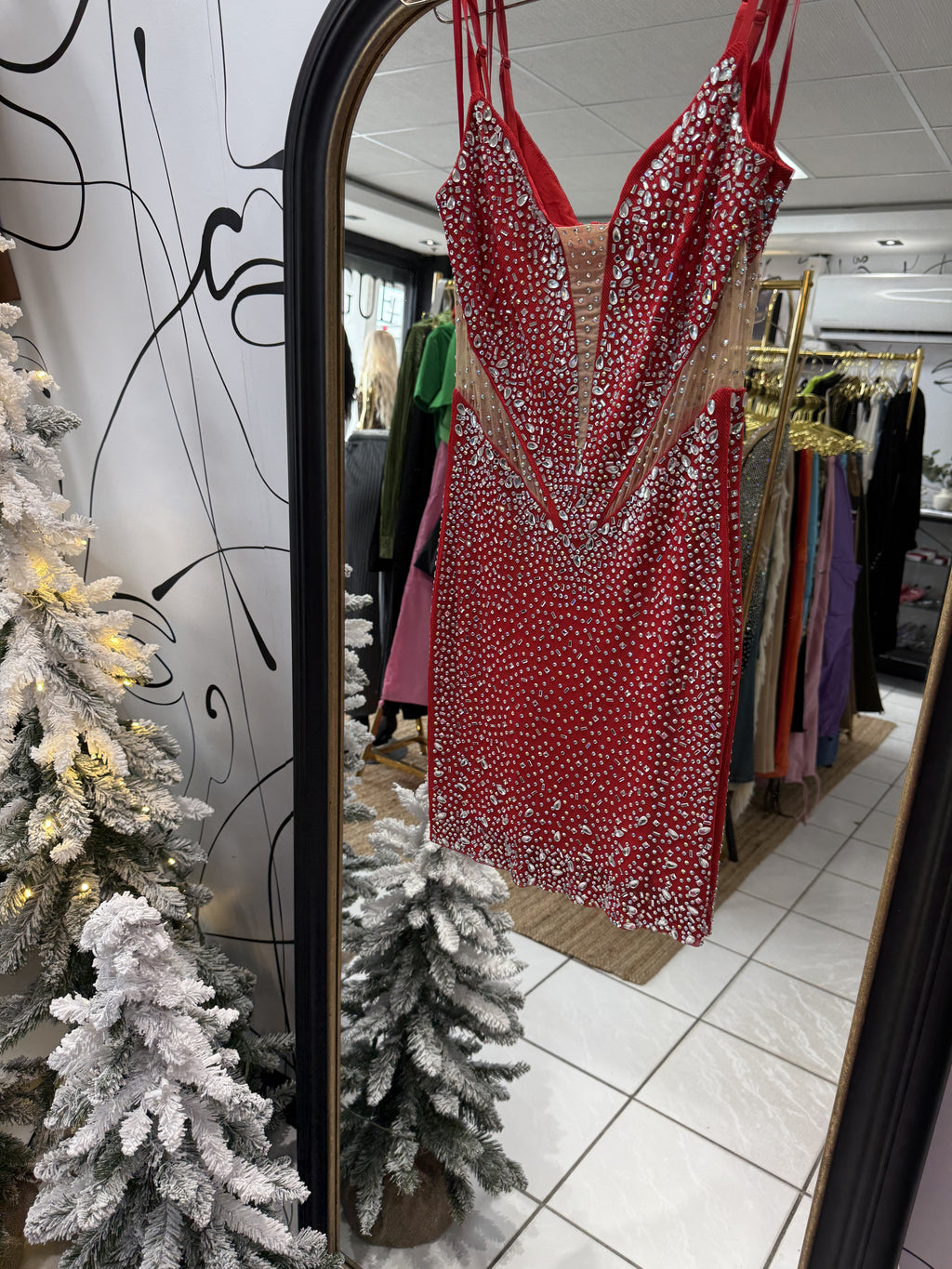 Rhinestone red dress