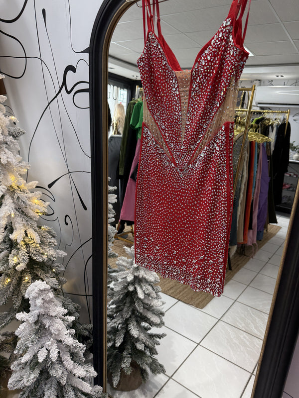 Rhinestone red dress