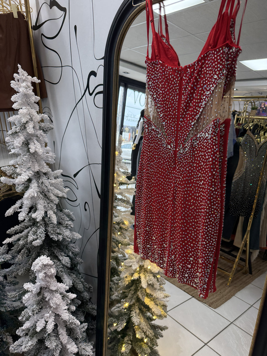 Rhinestone red dress