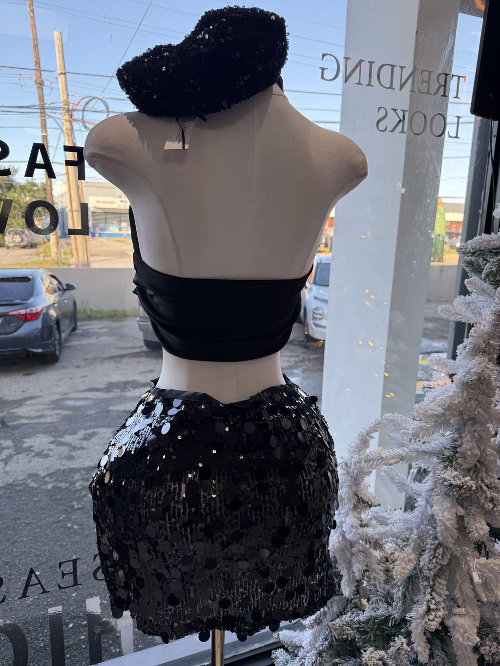 Satin & sequin skirt